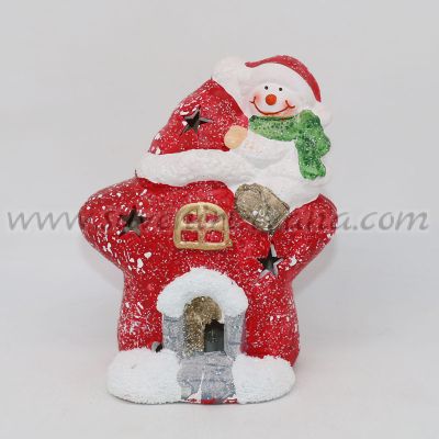 светеща коледна декорация снежен човек с къщичка