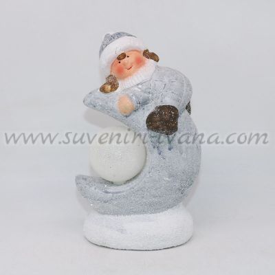 светеща коледна декорация дете и луна