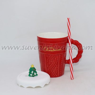 чаша за коледа с капаче и сламка