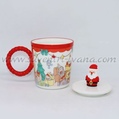 коледна чаша с капаче с дядо Коледа