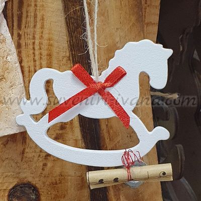 дървено коледно конче с празнично късметче