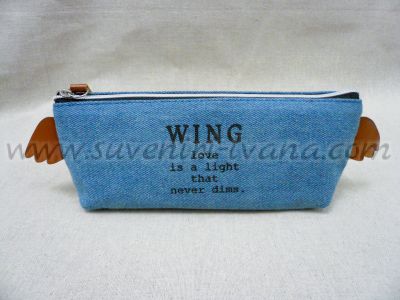 Чантичка за принадлежности Wing от дънков плат, светлосиня