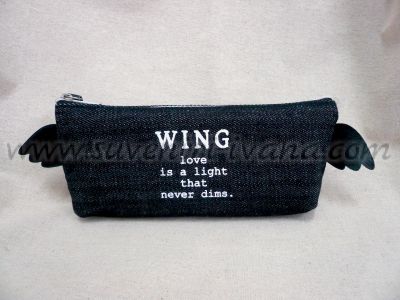 Чантичка за принадлежности Wing от дънков плат, черна