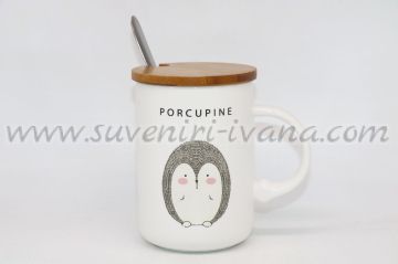 чаша с таралежче и надпис Porcupine