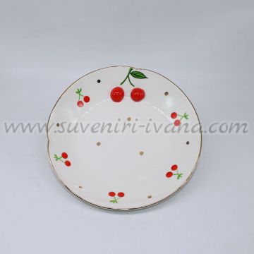 керамична чиния с релефни черешки