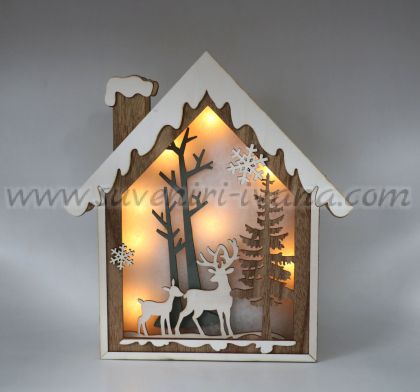 светеща дървена къща коледна