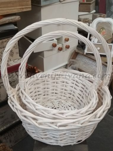 комплект два броя кръгли кошници от ратан
