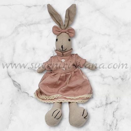 зайче от текстил с розова рокля