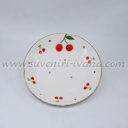 керамична чиния с релефни черешки