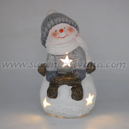 светеща коледна фигурка снежен човек с LED лампичка