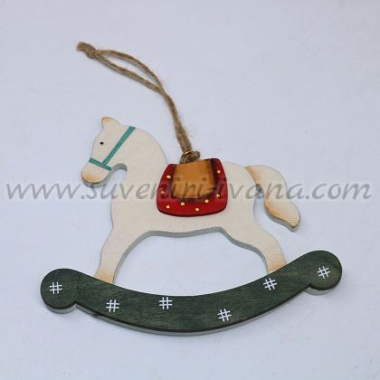 коледна висулка дървено конче-люлка