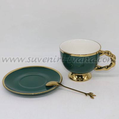 луксозен комплект в тъмнозелено и златно