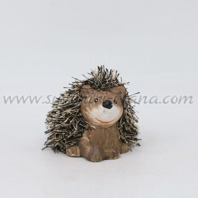 малко керамично декоративно таралежче с текстилни бодлички