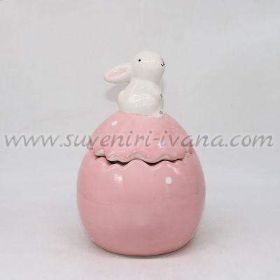 великденско порцеланово бурканче със зайче във формата на яйце