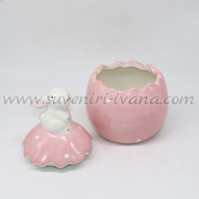 великденско порцеланово бурканче със зайче във формата на яйце