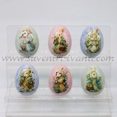 керамично великденско яйце с илюстрация на зайче