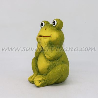 зелена керамична жабка за подарък със забавно изражение