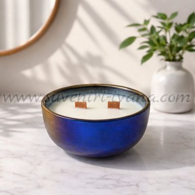 Свещ с два дървени фитила и аромат на пъпеш