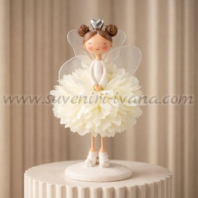 декоративно ангелче балерина с крила и корона сърце